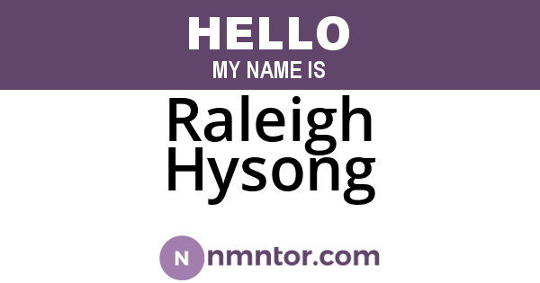 Raleigh Hysong