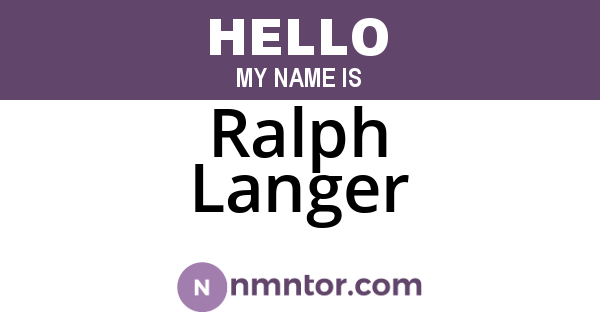 Ralph Langer
