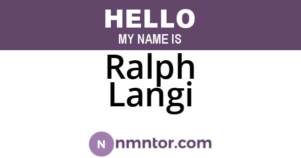 Ralph Langi