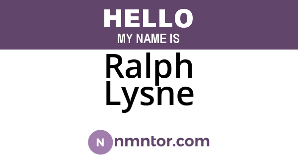 Ralph Lysne