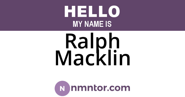 Ralph Macklin