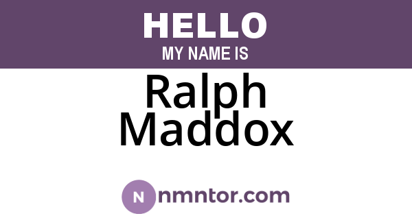Ralph Maddox