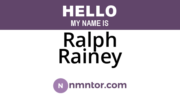 Ralph Rainey