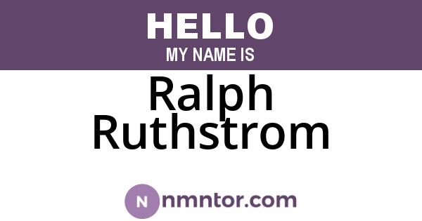 Ralph Ruthstrom