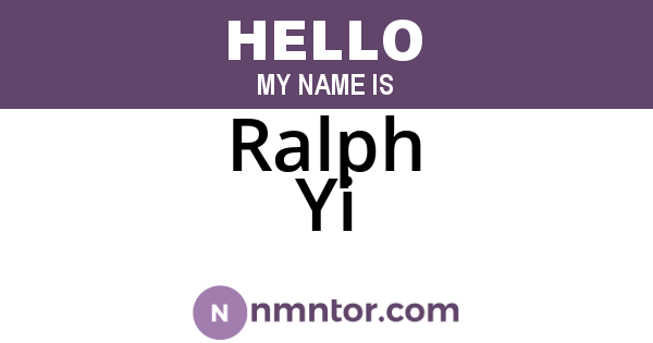 Ralph Yi