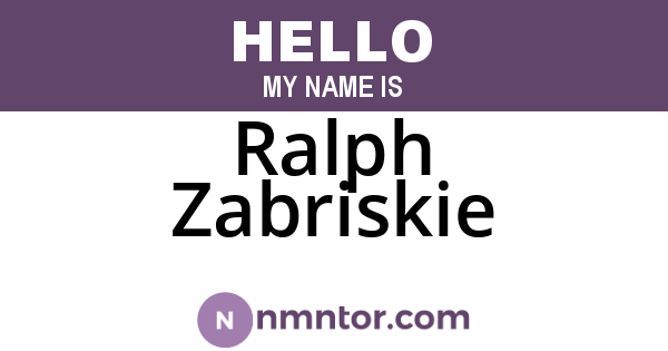 Ralph Zabriskie