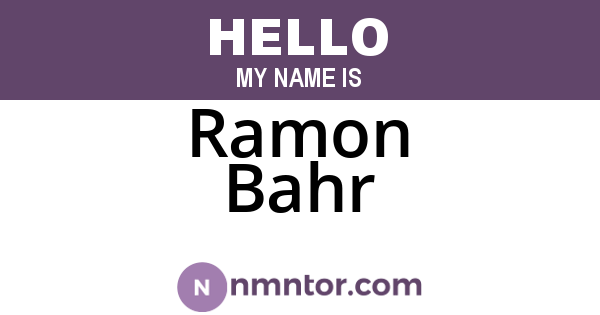 Ramon Bahr