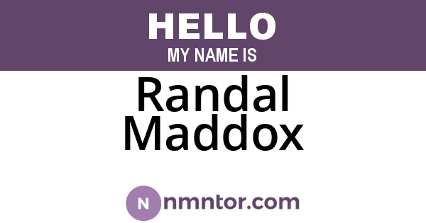 Randal Maddox