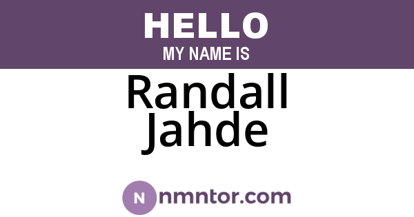 Randall Jahde