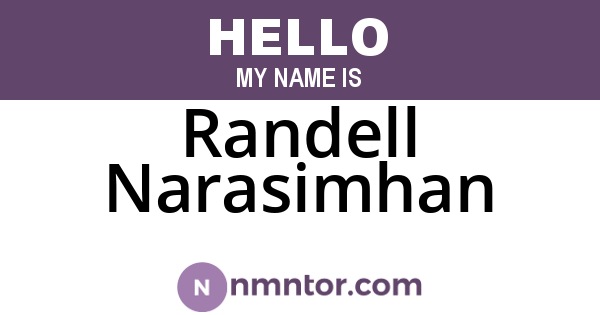 Randell Narasimhan
