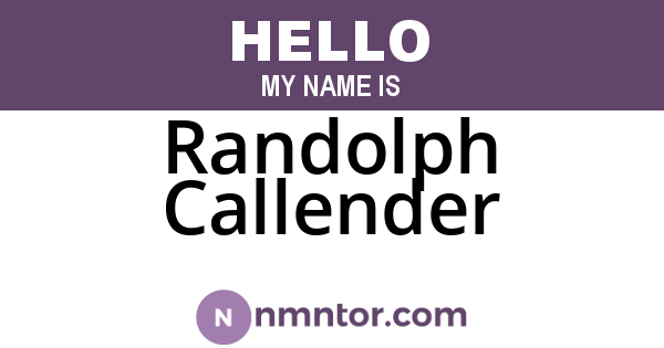 Randolph Callender