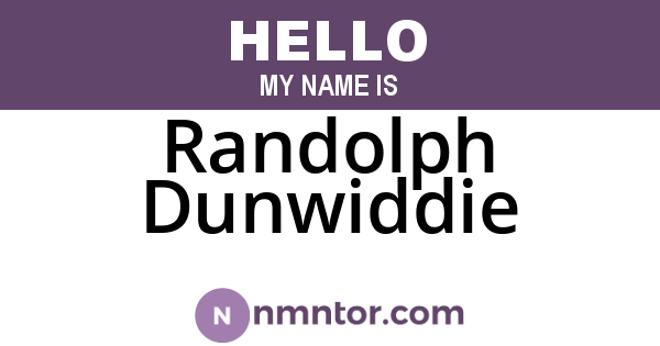 Randolph Dunwiddie