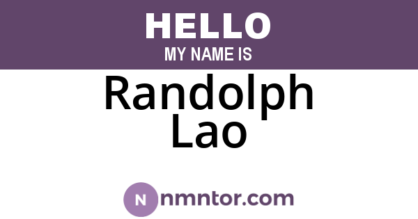 Randolph Lao