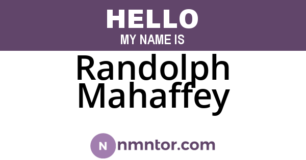 Randolph Mahaffey