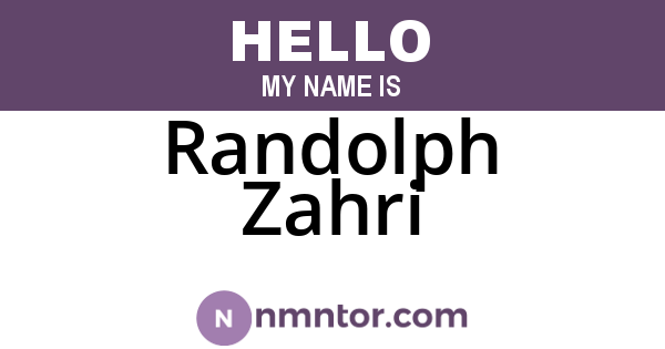 Randolph Zahri