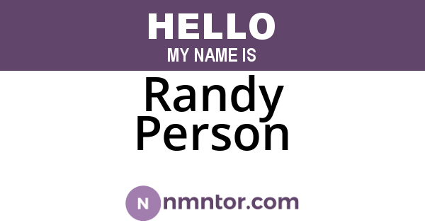 Randy Person