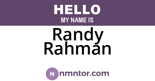 Randy Rahman