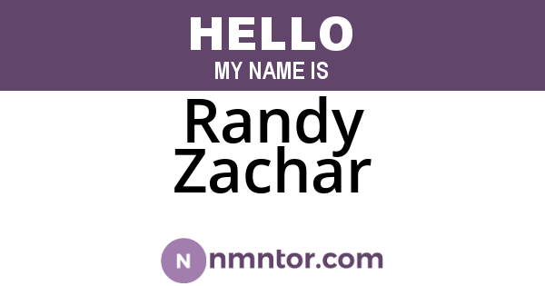 Randy Zachar