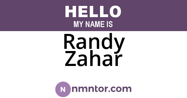 Randy Zahar