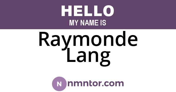 Raymonde Lang