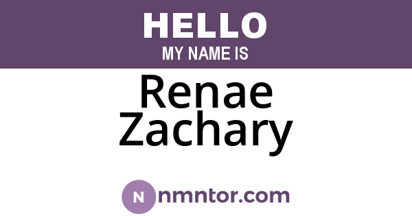 Renae Zachary