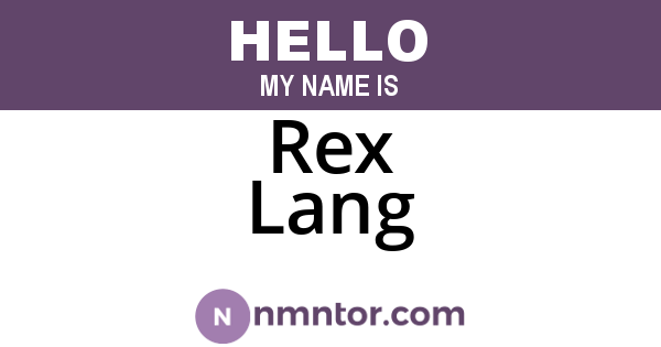 Rex Lang