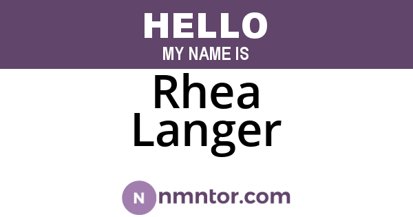 Rhea Langer