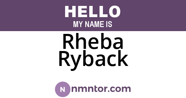 Rheba Ryback