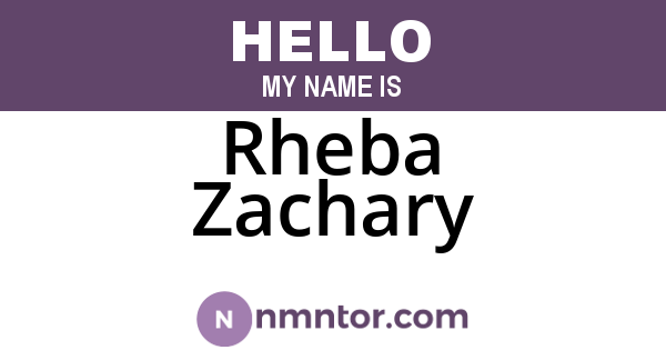 Rheba Zachary