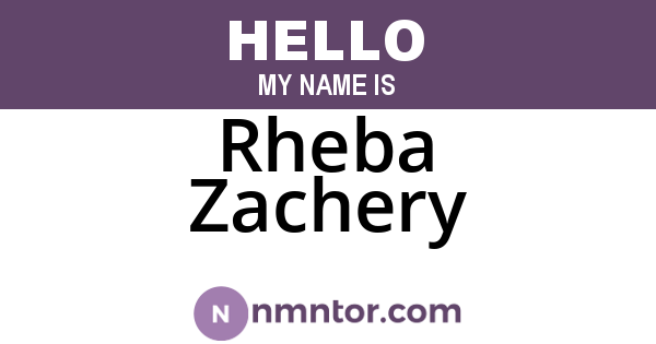 Rheba Zachery