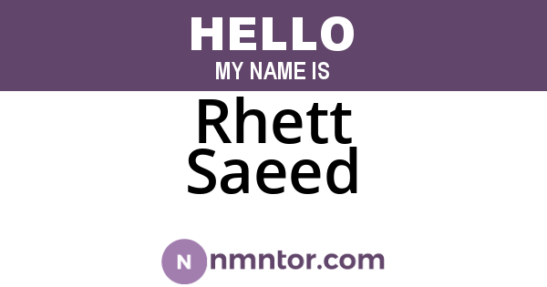 Rhett Saeed