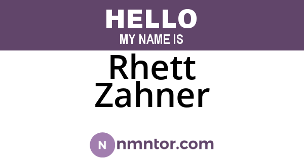 Rhett Zahner