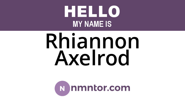 Rhiannon Axelrod