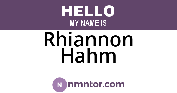 Rhiannon Hahm