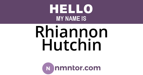 Rhiannon Hutchin