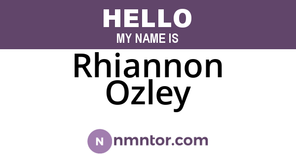Rhiannon Ozley