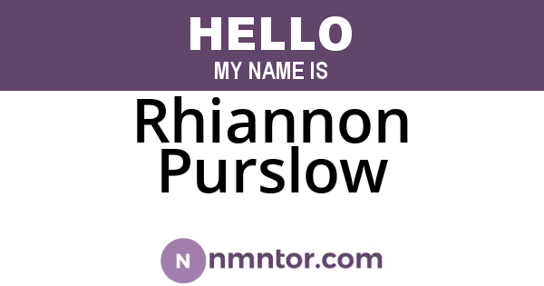 Rhiannon Purslow