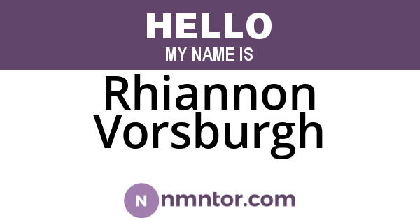 Rhiannon Vorsburgh