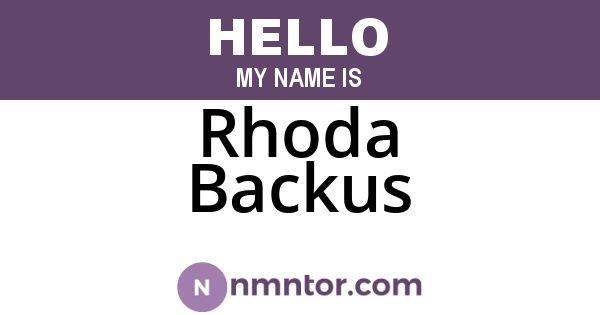 Rhoda Backus
