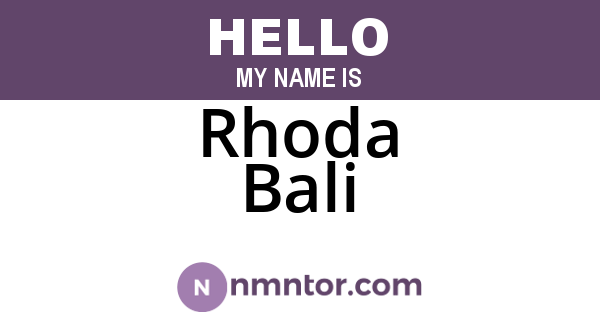 Rhoda Bali