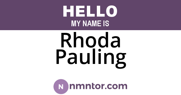 Rhoda Pauling