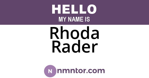 Rhoda Rader