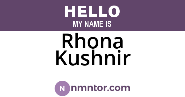 Rhona Kushnir