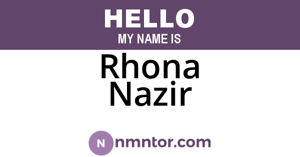 Rhona Nazir