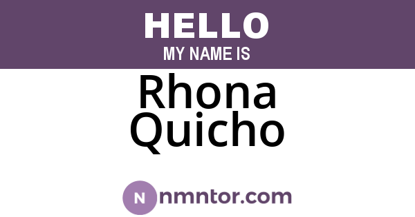 Rhona Quicho