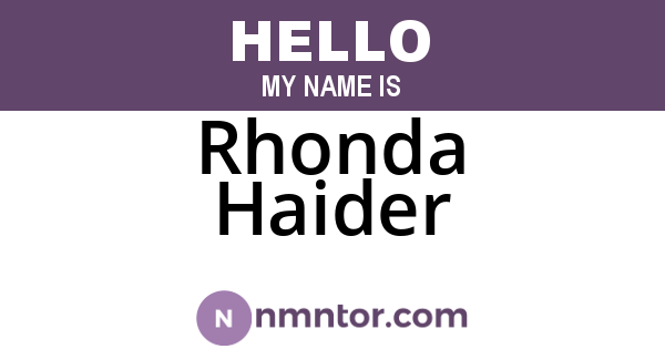 Rhonda Haider