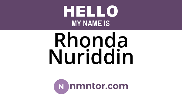 Rhonda Nuriddin
