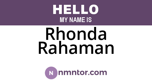 Rhonda Rahaman