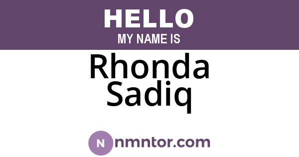 Rhonda Sadiq