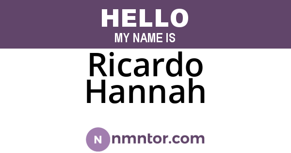 Ricardo Hannah